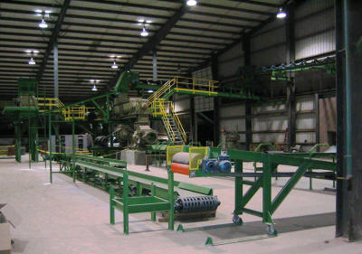 Clay extrusion line scrap handling slider bed belt conveyors.