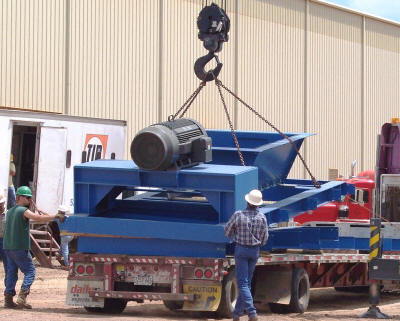 Prefabricated crusher platform, motor mount and 400 Hp motor.