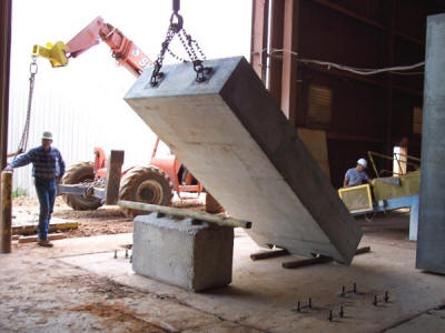 Installation of&nbsp;four 28,000 lb precast concrete plinths.