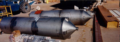 Breach and cone replacement liners for two 120' double wall exhaust stacks.