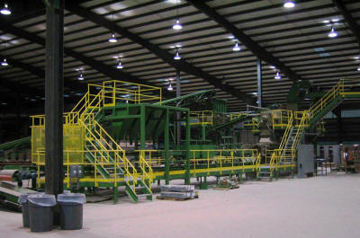 Clay brick pug mill, extruder, even-feeder and related equipment, walkways, platforms and structures.