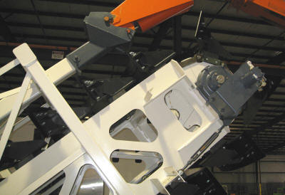 Demonstration reclaimer unit for a large cantilever half portal reclaim system or a bridge reclaim&nbsp;and storage system.