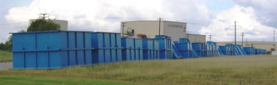 Prefabricated modules for eight 150 ton capacity clay storage silos for a brick manufacturing plant.