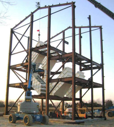Four, triple 5’x10’ over triple 5’x10’ screens and related equipment in a custom screen tower structure for a frac sand plant.