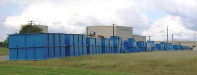 Prefabricated modules for eight 150 ton capacity clay storage silos for a brick manufacturing plant.